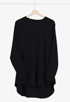 Tania Relax Ribbed Quarantine Crew Neck Top - Black