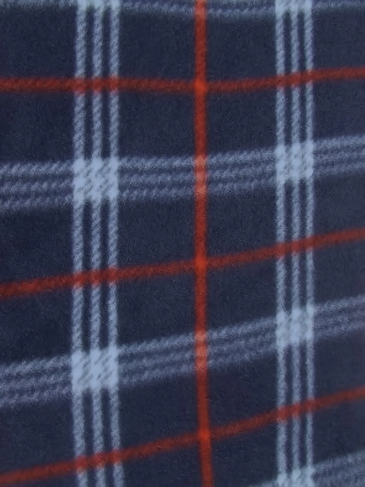 Tartan Plaid Polar Fleece Fabric / Navy/Red / Sold By The Yard