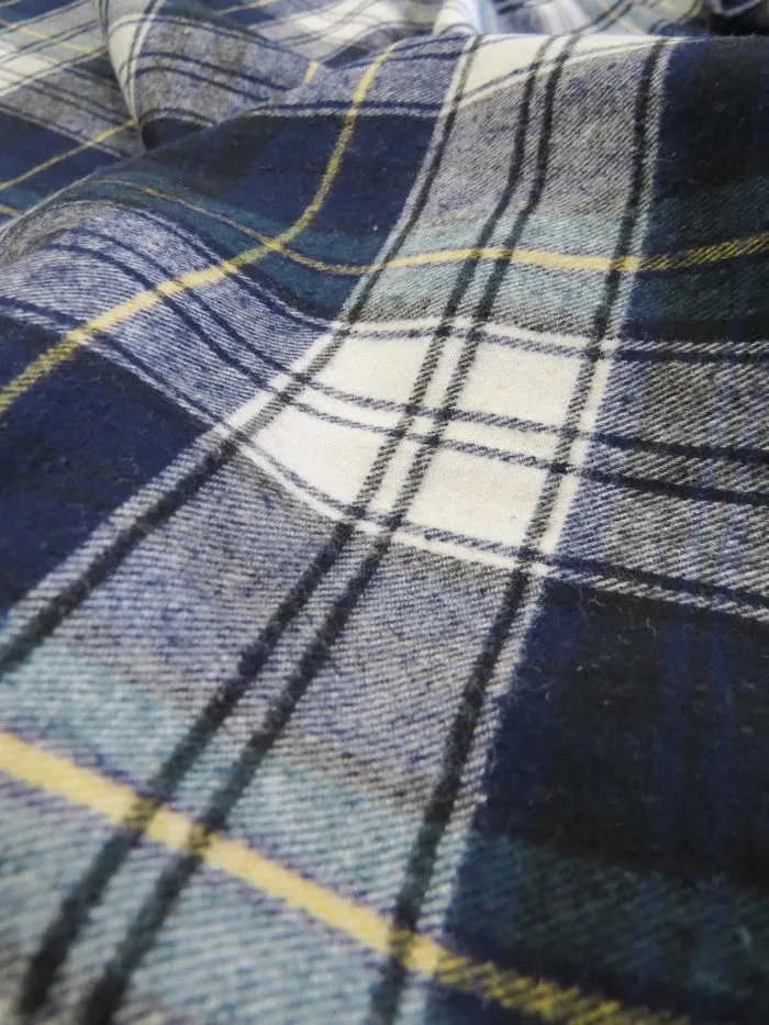 Tartan Plaid Uniform Apparel Flannel Fabric / White/Black / 30 Yard Roll