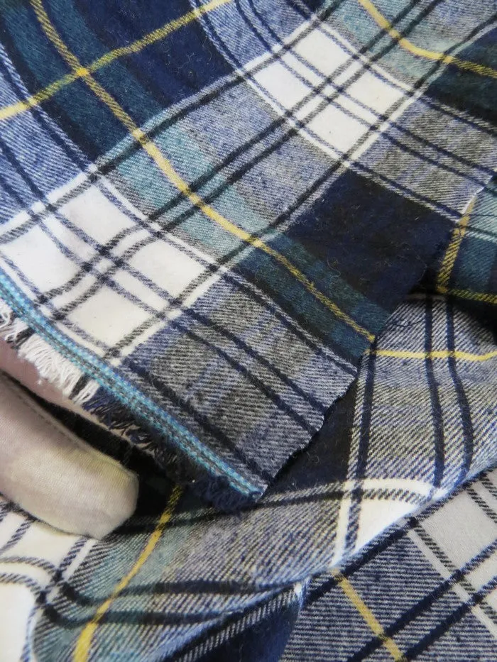 Tartan Plaid Uniform Apparel Flannel Fabric / White/Black / 30 Yard Roll