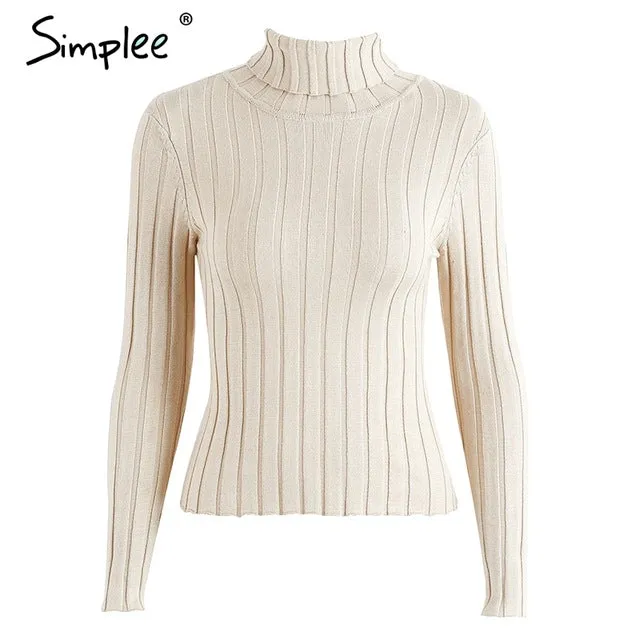 Turtleneck knitting sweater women Casual cotton knitted winter sweater pullover female Autumn winter jumper