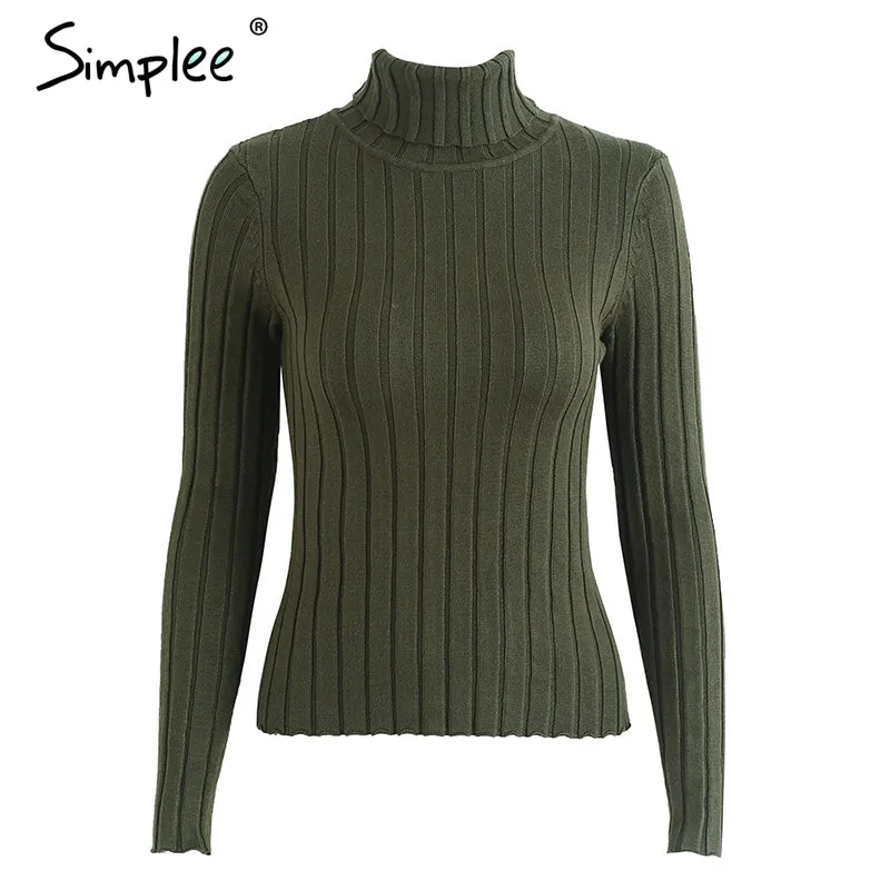 Turtleneck knitting sweater women Casual cotton knitted winter sweater pullover female Autumn winter jumper