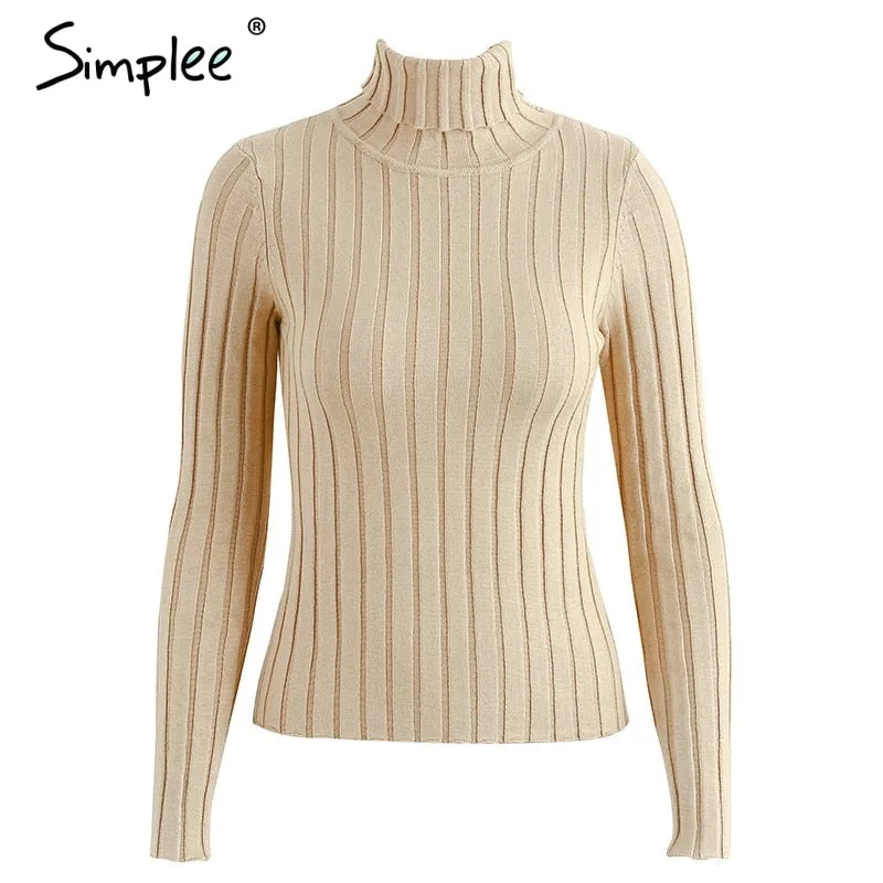 Turtleneck knitting sweater women Casual cotton knitted winter sweater pullover female Autumn winter jumper