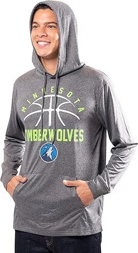 Ultra Game NBA Official Men’s Super Soft Lightweight Pullover Hoodie Sweatshirt - Unisex, Minnesota Timberwolves, Heather Charcoal|Minnesota Timberwolves