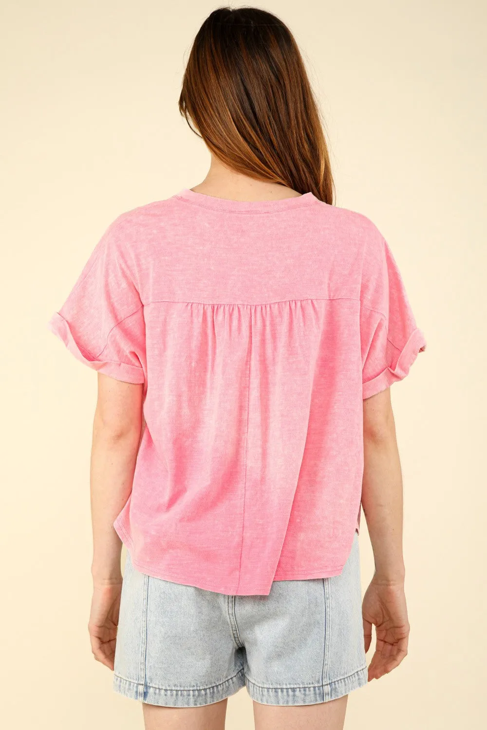 VERY J Nochted Short Sleeve Washed T-Shirt