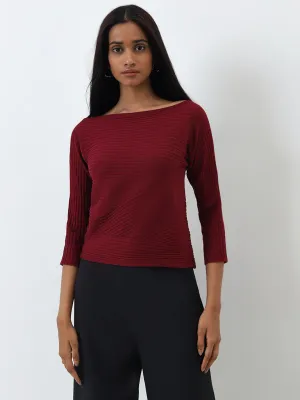 Wardrobe Maroon Ribbed Sweater