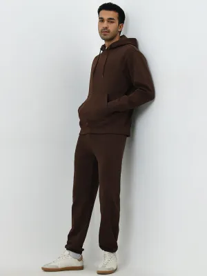 WES Casuals Brown Relaxed-Fit Mid-Rise Track Pants