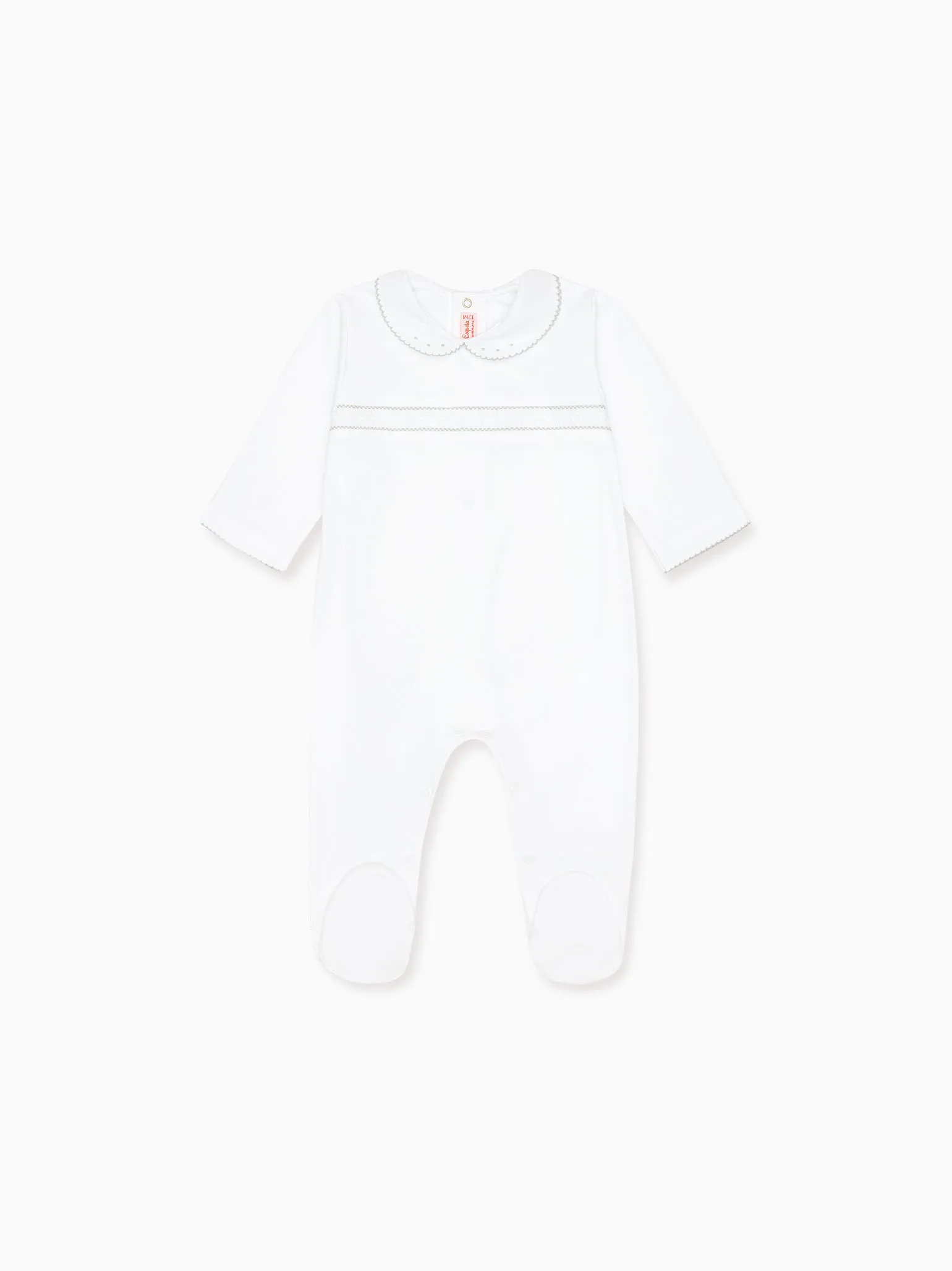 White Remo Smock Baby Sleepsuit