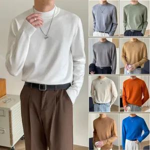 WIAOFELLAS New Autumn Winter Turtleneck Sweater Men Solid Color Casual Knitted Pullovers Sweater Mens Slim Fit Pullover Clothing E07