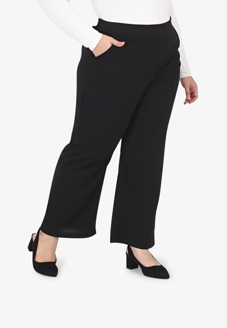 Wilia Basic Straight Leg Pants - Black