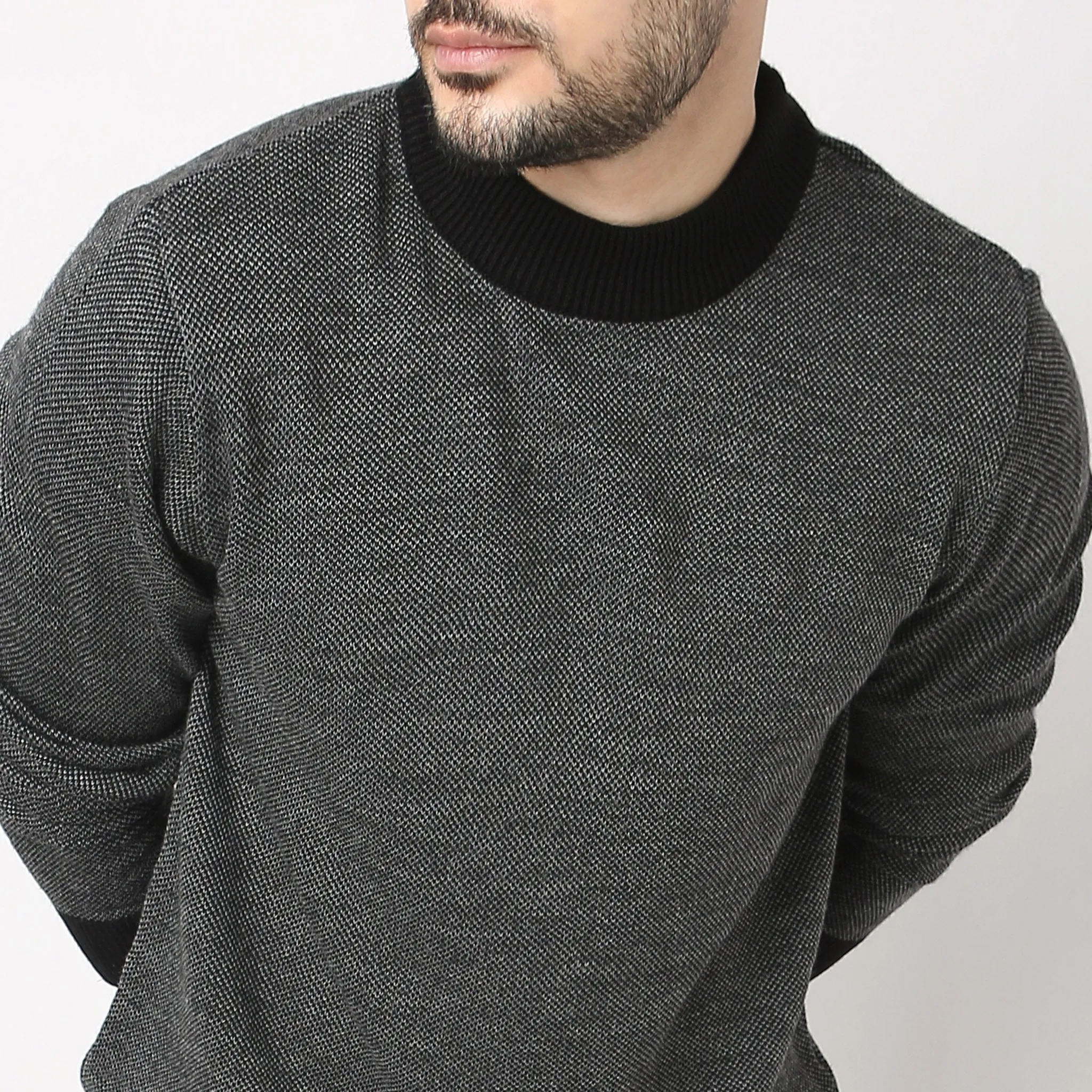 Winter Edit™ - High Neck - Black Grindle Ultra Warm Sweater - Regular Fit