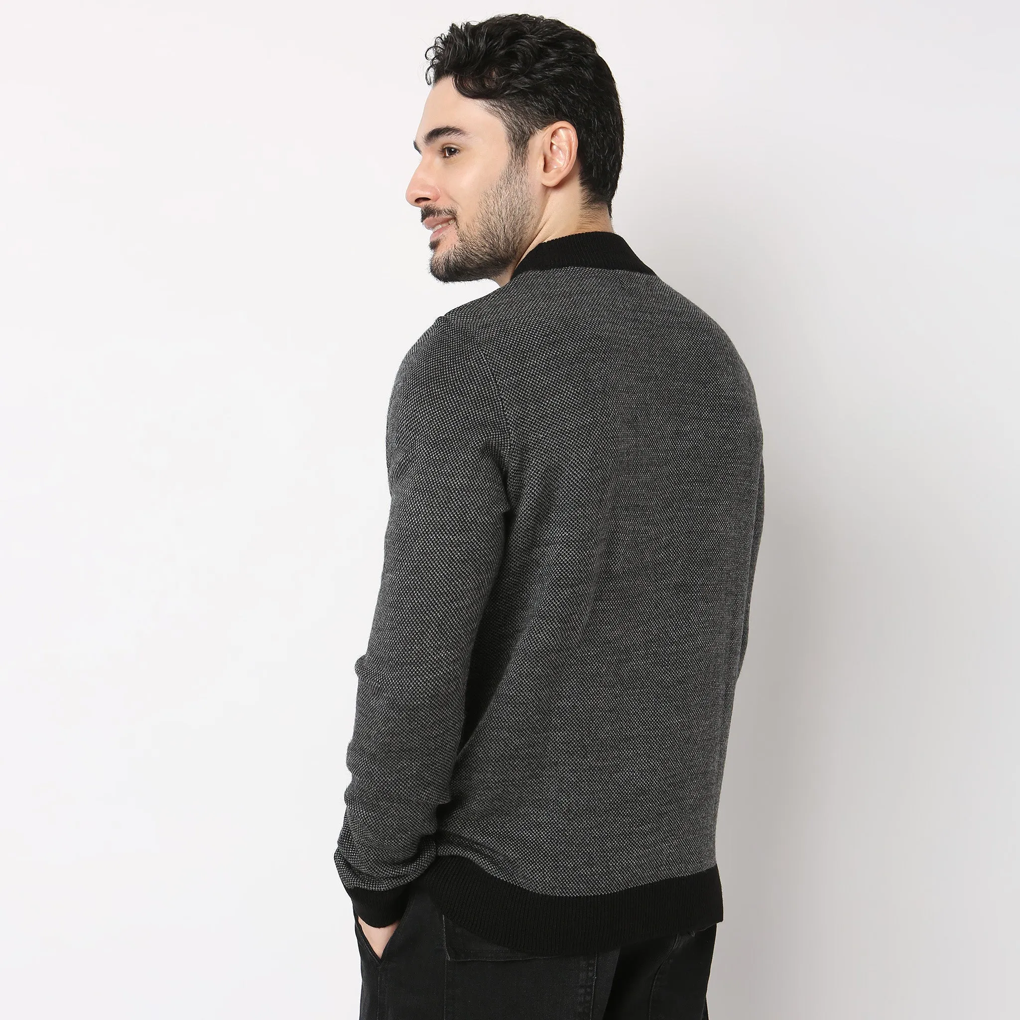 Winter Edit™ - High Neck - Black Grindle Ultra Warm Sweater - Regular Fit